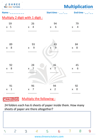 Multiply 2 Digit By 1 (4)