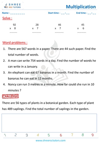 Multiply Word Problems (9)