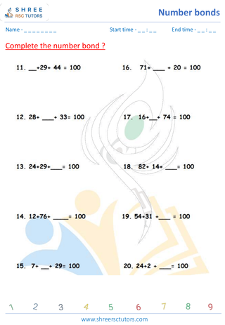 Number Bonds Addition Upto 100 (3)