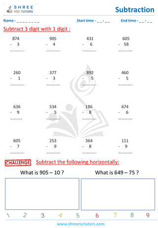 Subtract 3 Digit With 1 Digit (1)