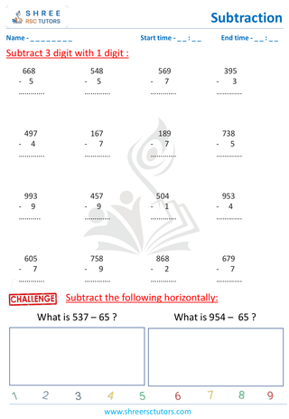 Subtract 3 Digit With 1 Digit (2)