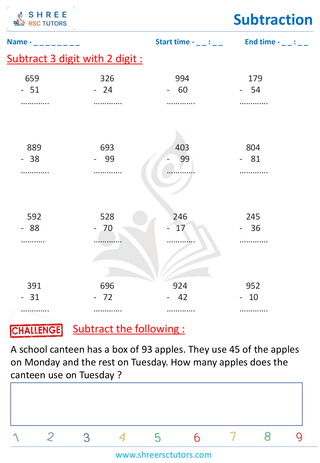 Subtract 3 Digit With 2 Digit (1)