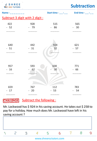 Subtract 3 Digit With 2 Digit (3)