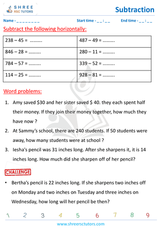 Subtract Word Problems (2)