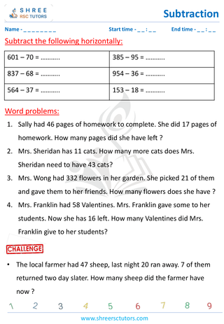 Subtract Word Problems (3)