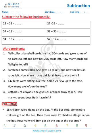 Subtract Word Problems (10)