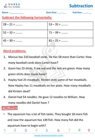 Subtract Word Problems (7)