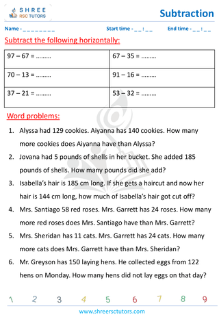 Subtract Word Problems (8)