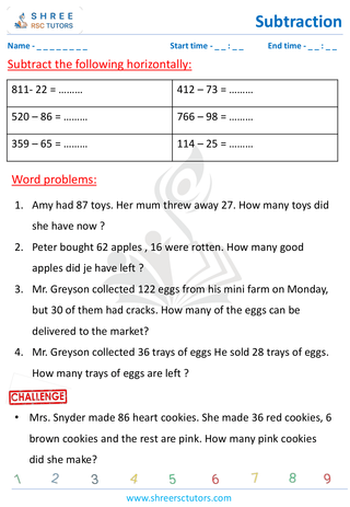 Subtract Word Problems (4)