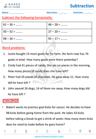 Subtract Word Problems (6)