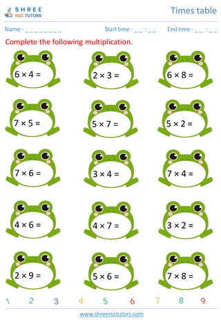 Practice 2 To 7 Times Table 2