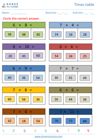 Practice Of 6's And 7's Time Table 7