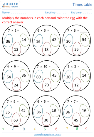 Practice Of 6's And 7's Time Table 3