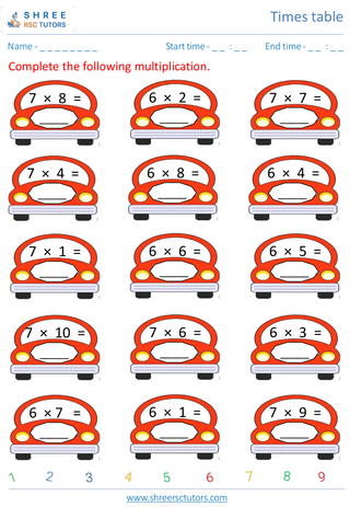 Practice Of 6's And 7's Time Table 4