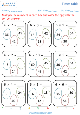 Practice Of 6's Time Table 4