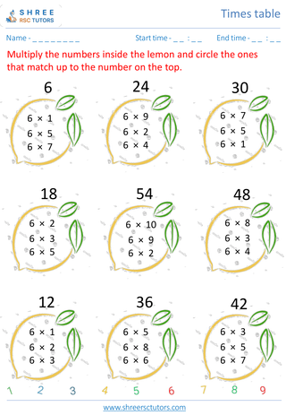 Practice Of 6's Time Table 5
