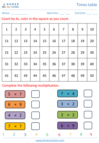 Practice 2 To 7 Times Table 3
