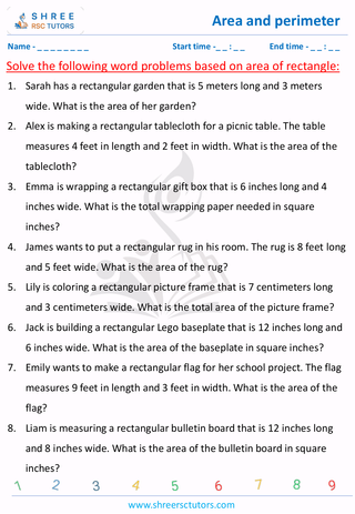 Area Of Rectangle Word Problems (4)