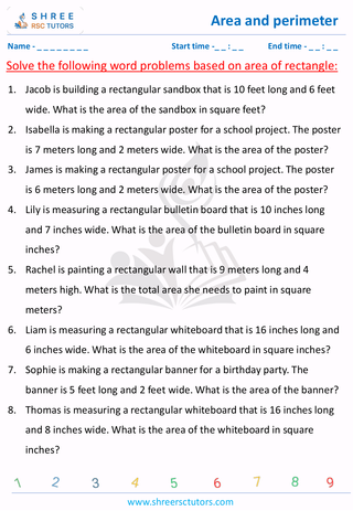 Area Of Rectangle Word Problems (3)