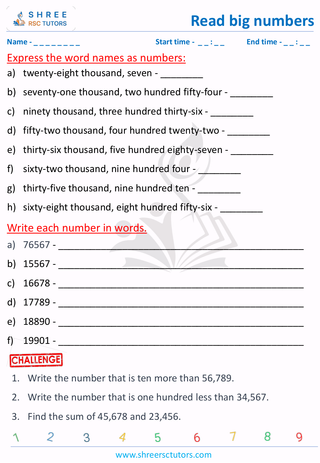 Read 5 Digit Numbers (3)