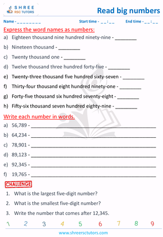 Read 5 Digit Numbers (5)