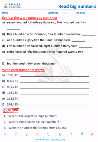 Read 6 Digit Numbers (2)