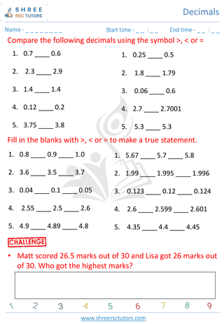 Comparing Decimals (4)
