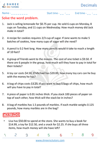 Decimal Word Problems (2)