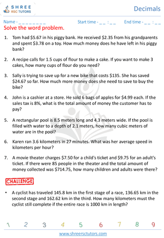 Decimal Word Problems (6)