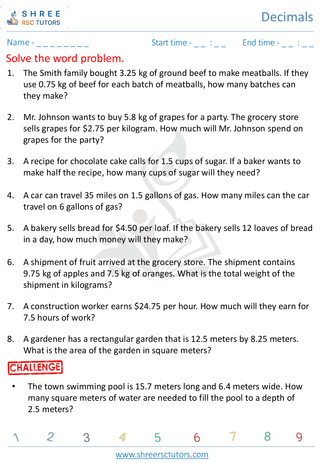 Decimal Word Problems (5)