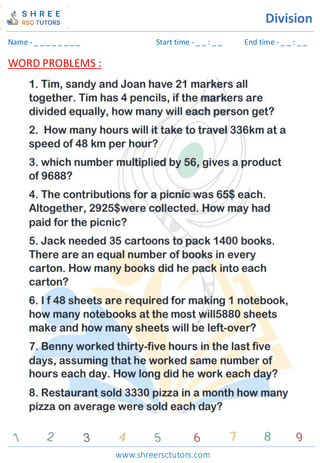 Division Word Problems (5)