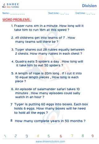 Division Word Problems (10)