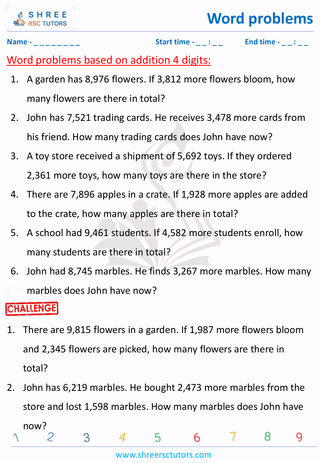 Addition 4 Digit Word Problems (1)