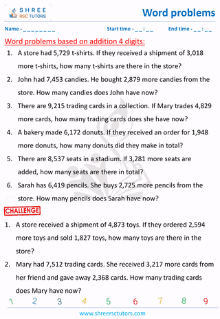 Addition 4 Digit Word Problems (2)