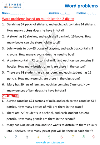 Word Problems Based On Mulitplication 2 Digit  (2)