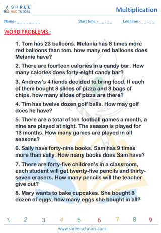 Mulitplication Word Problems (3)