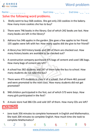 Subtraction 3 Digits Word Problems (3)