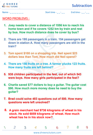 Subtraction 3 Digits Word Problems (1)