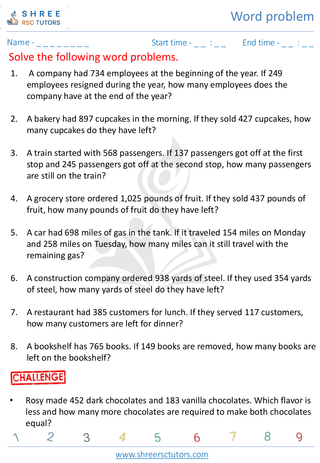 Subtraction 3 Digits Word Problems (2)