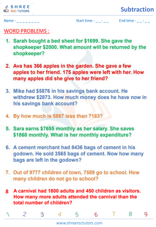 Subtraction 3 Digits Word Problems (5)