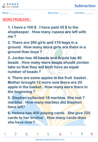 Subtraction 3 Digits Word Problems (6)