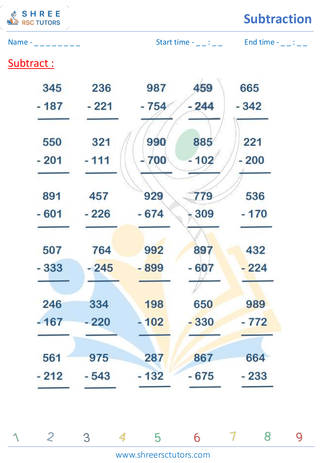 Subtraction 3 Digits (1)