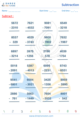 Subtraction 4 Digits (6)