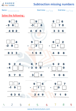 Subtraction Missing Numbers (11)