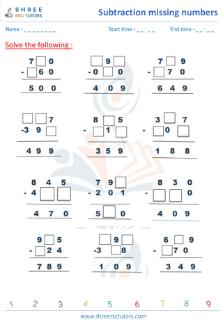 Subtraction Missing Numbers (1)