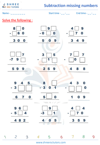 Subtraction Missing Numbers (4)