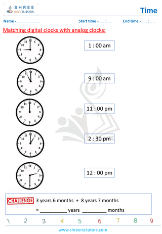 Matching Digital Clocks With Analog Clocks (2)