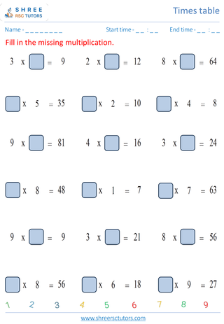 Practice Of 2 To 10's Time Tables 2
