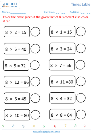 Practice Of 8's Time Table 4