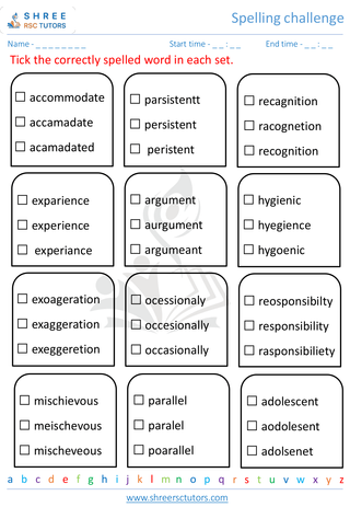 Spelling Challenge 1